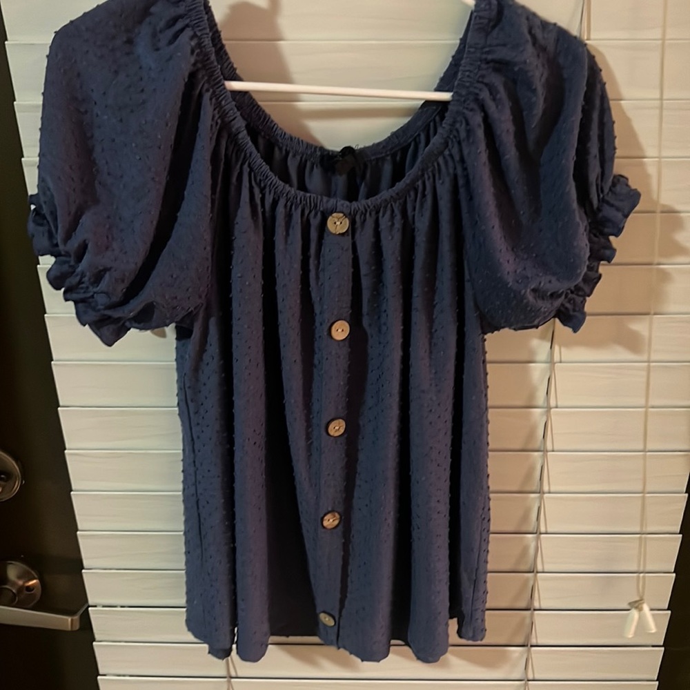 Women’s Off shoulder/ Cross shoulder Navy Blue Short sleeved Blouse